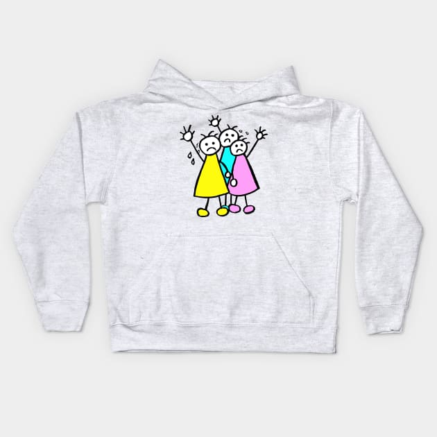 Stick People Wave Goodbye Kids Hoodie by Michelle Le Grand